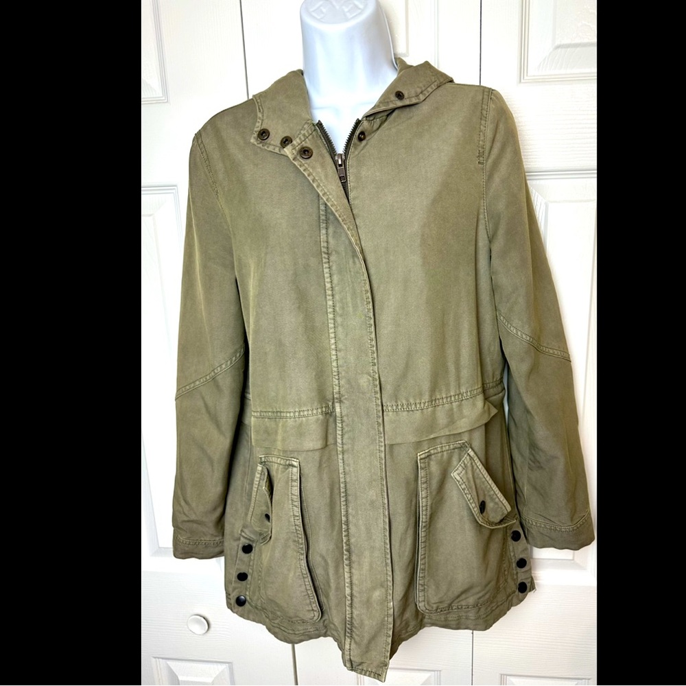 MAVI Olive Green Utility Jacket Parka Field Coat Hooded Army Fatigue Pockets